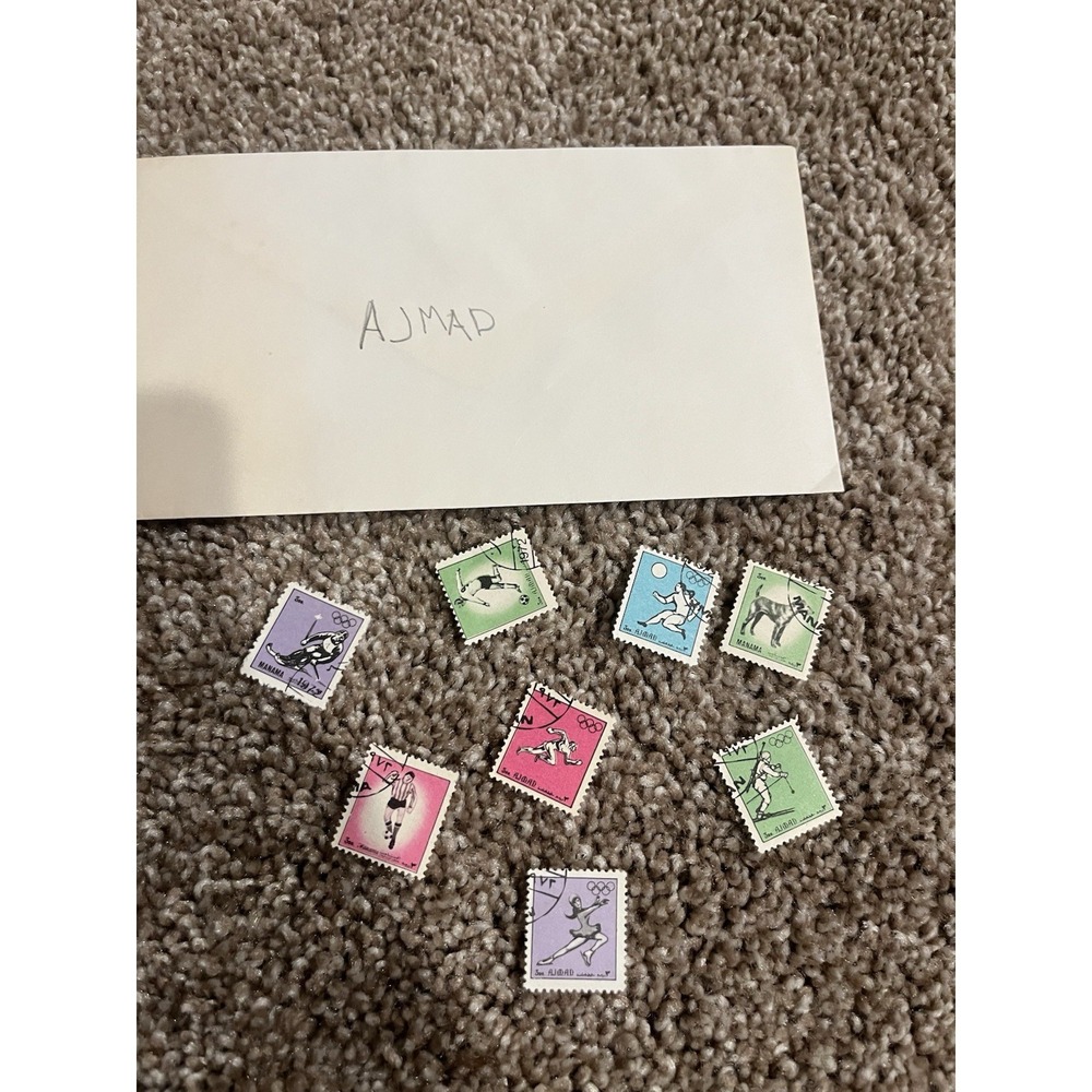Vintage Olympic Postage Stamp‎ AJMAD Figure Skating Rare Lot Of 8 - Picture 2 of 5